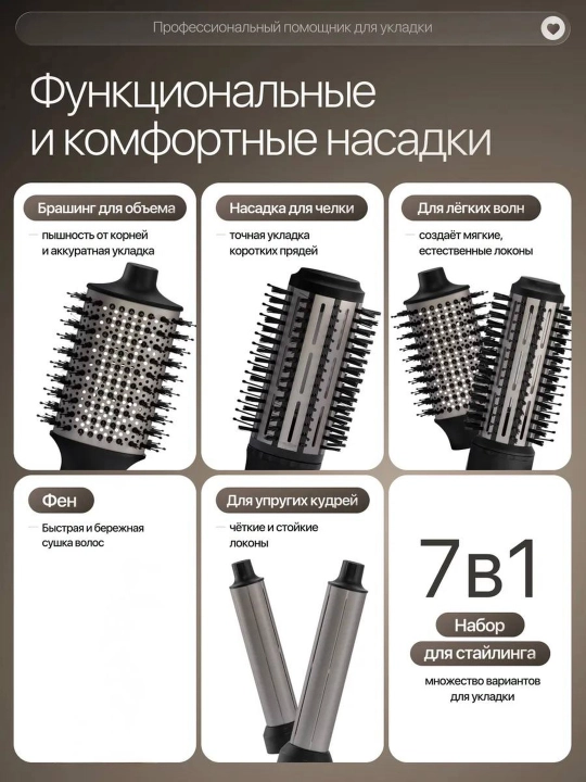 Professional fen stayler JRM Styler fen, 7 tasi 1 soch turmaklagichi, 1600W