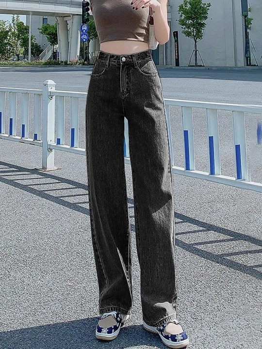 Ayollar jinsi shimlari, keng oversize jinsi shimlar, bo‘yi 173 sm gacha