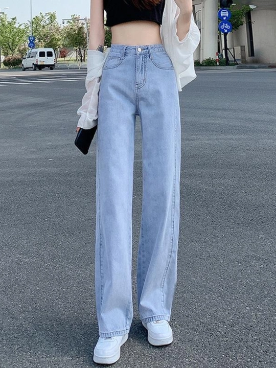 Ayollar jinsi shimlari, keng oversize jinsi shimlar, bo‘yi 173 sm gacha