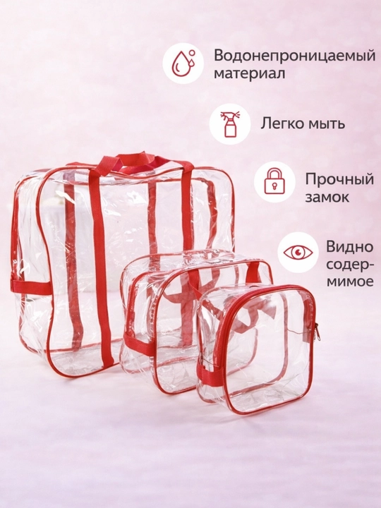 Сумка в роддом набор 3 шт, прозрачная дорожная сумка для мамы и хранения