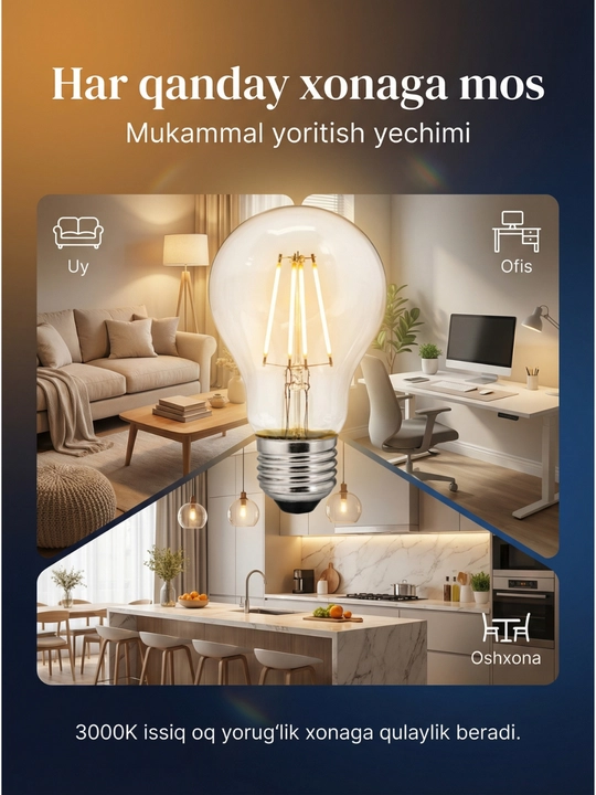 LED лампа A60 4W E27 3000K – энергосберегающая лампочка