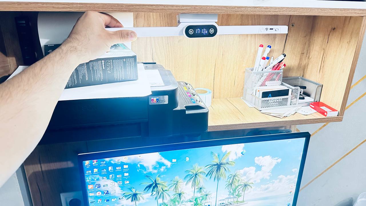 LED лампа с часами и пультом, 3 режима света, диммер, аккумулятор, Type-C