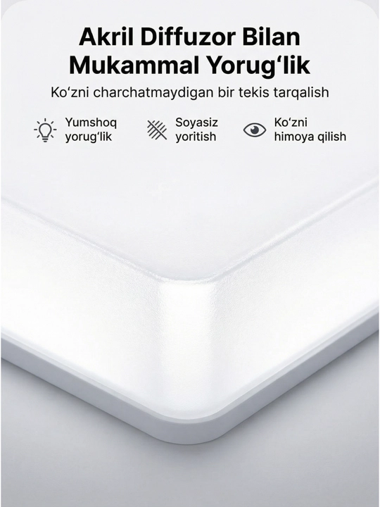 Beltoms Akril LED Paneli, Kvadrat shaklli Nakladnoy — 18W, 24W, 36W, 48W