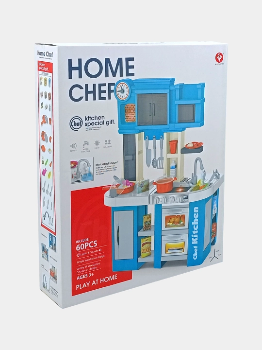 Home Chef oshxona o‘yin paketi, 60 ta buyum, motorli kran bilan