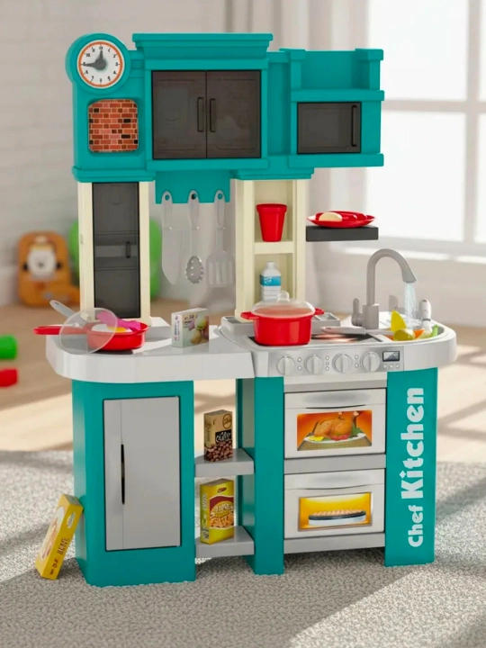 Home Chef oshxona o‘yin paketi, 60 ta buyum, motorli kran bilan