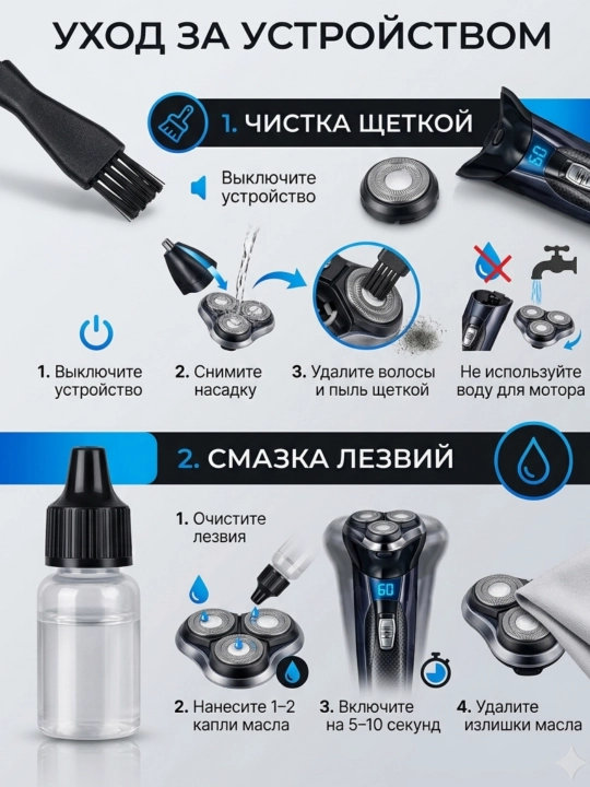 Триммер и электробритва 3-в-1,Триммер — бороды и усов, для кантовки