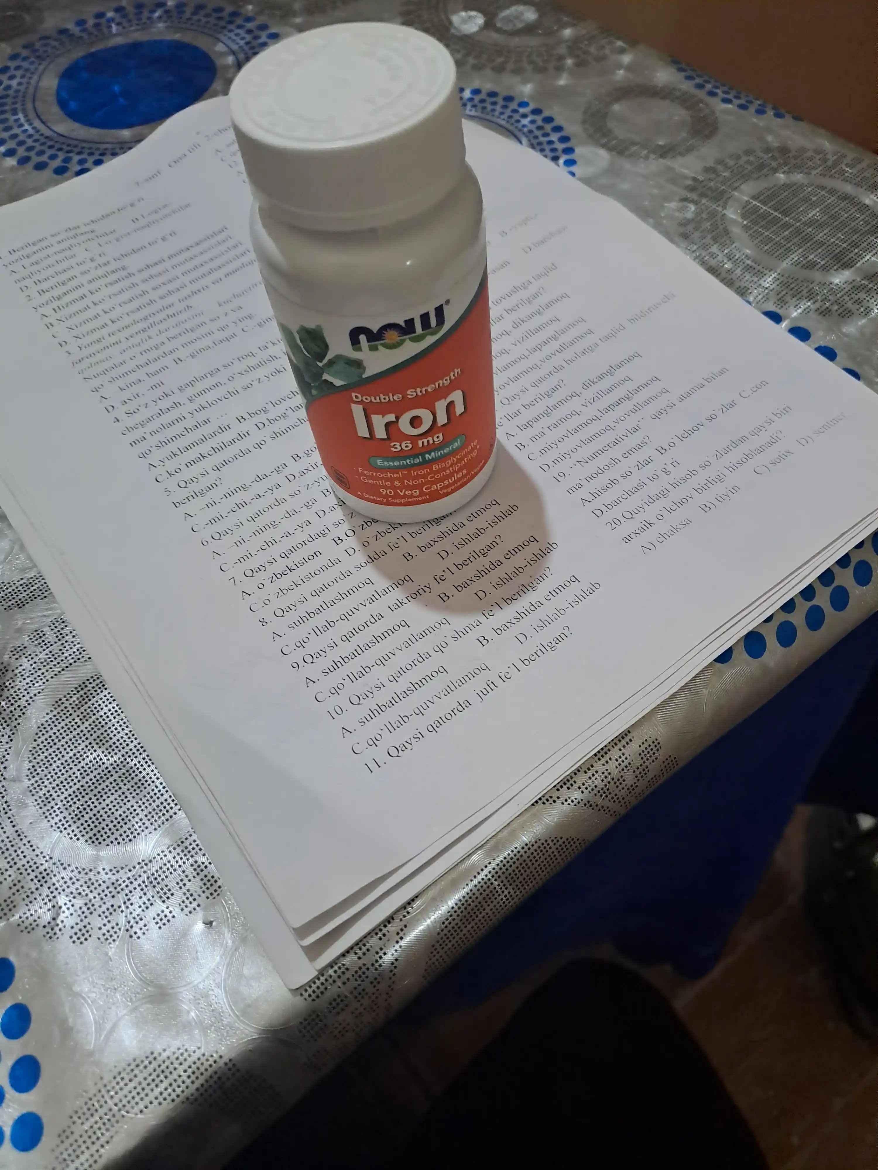 Now Foods Iron temir 36 mg, 90 ta energiya va sog'liqni saqlash kapsulalari, Halol