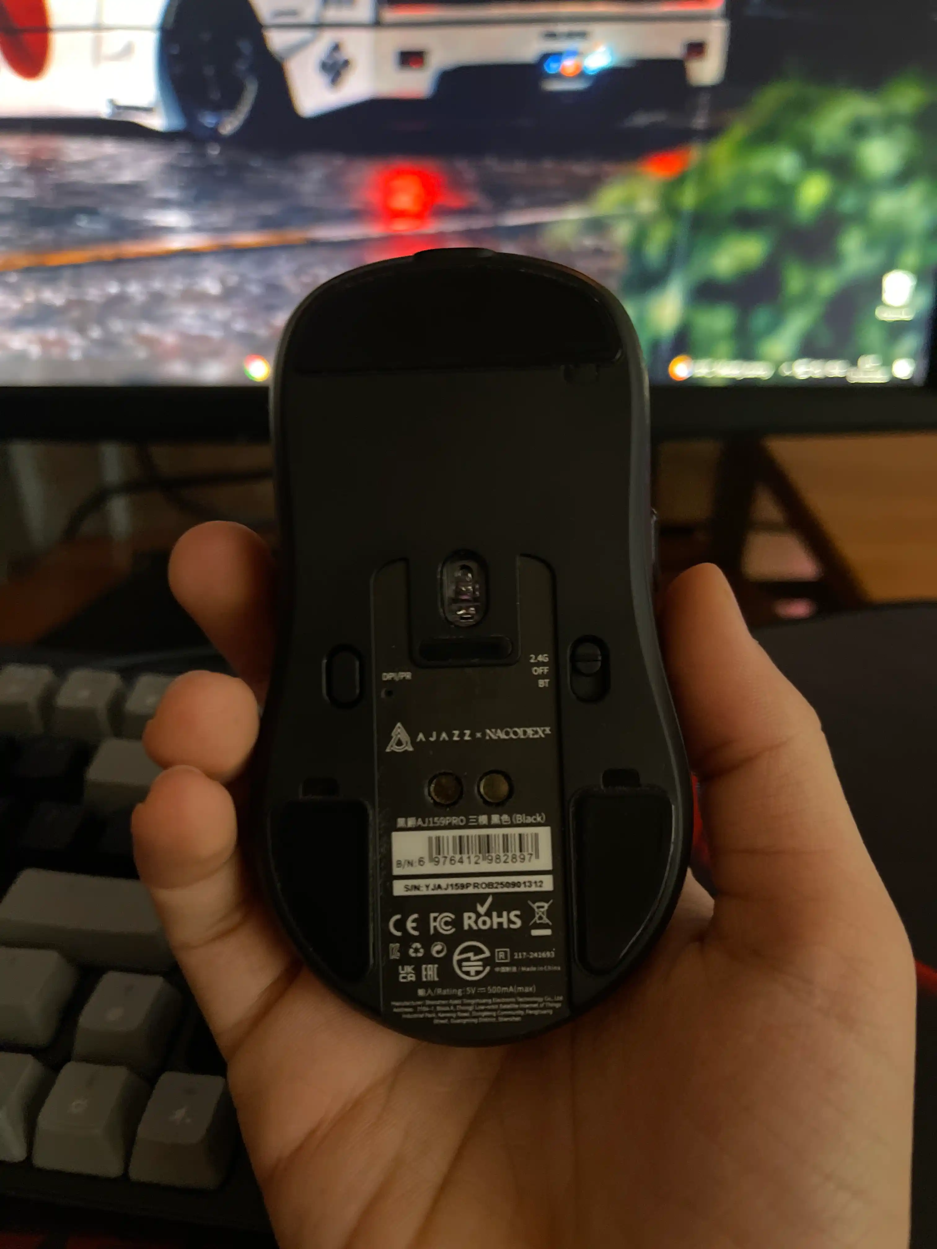 Игровая мышь AJAZZ AJ159 PRO, беспроводная, с RGB док-станцией, 26000 DPI, 8000 Гц, 56г