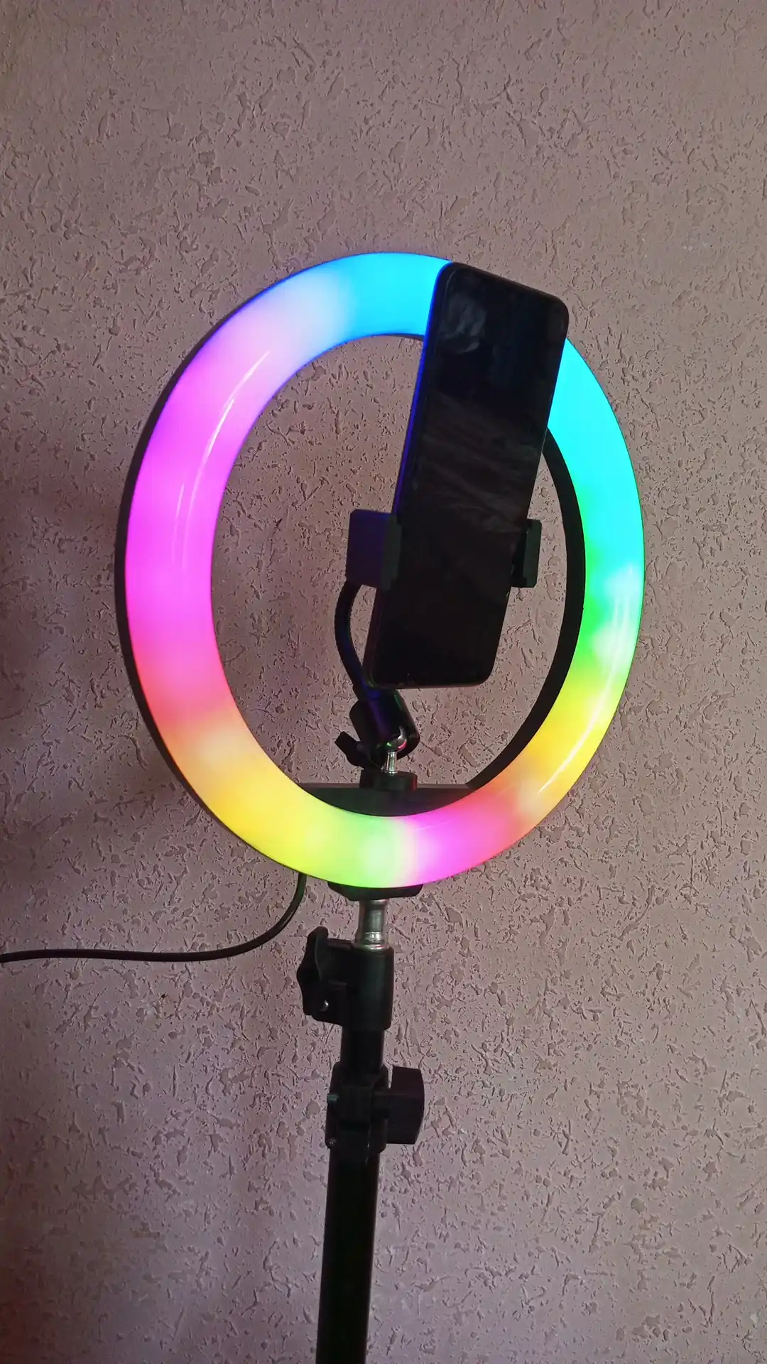 Селфи лампа, кольцевая, RGB, LED, с штативом