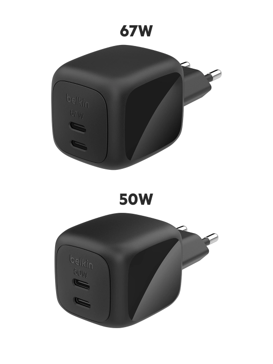Сетевое зарядное устройство Belkin GaN 67W, 50W, 2x Type C