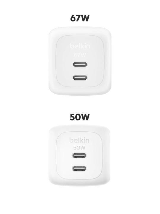 Сетевое зарядное устройство Belkin GaN 67W, 50W, 2x Type C