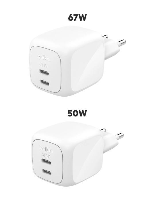 Сетевое зарядное устройство Belkin GaN 67W, 50W, 2x Type C