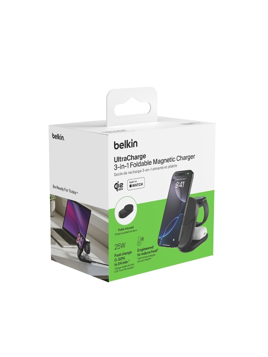Belkin Qi2 25W simsiz quvvatlash stansiyasi, 2 in 1 , 3 in 1 , yig‘iladigan, magnitli