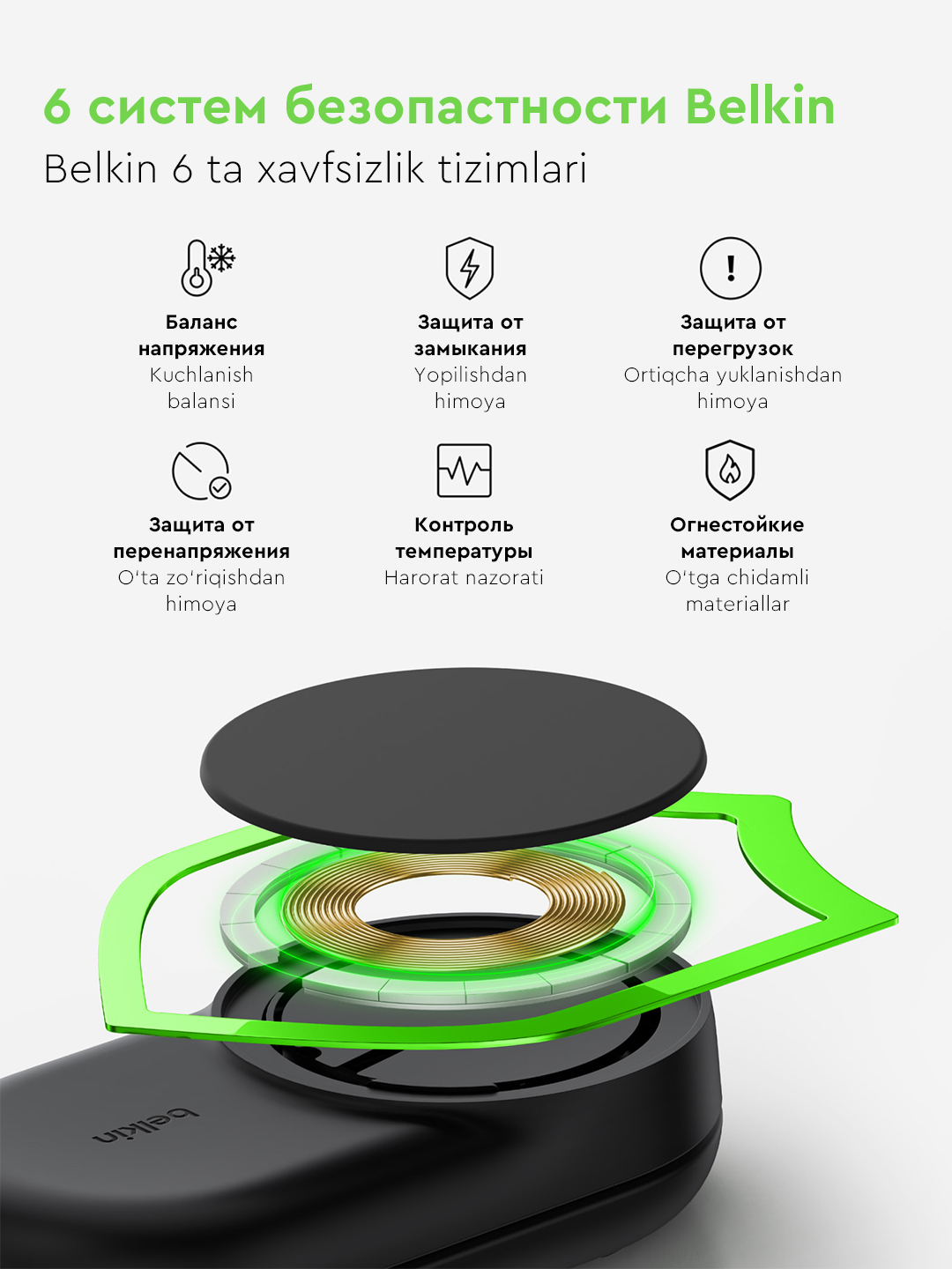 Belkin Qi2 25W simsiz quvvatlash stansiyasi, 2 in 1 , 3 in 1 , yig‘iladigan, magnitli