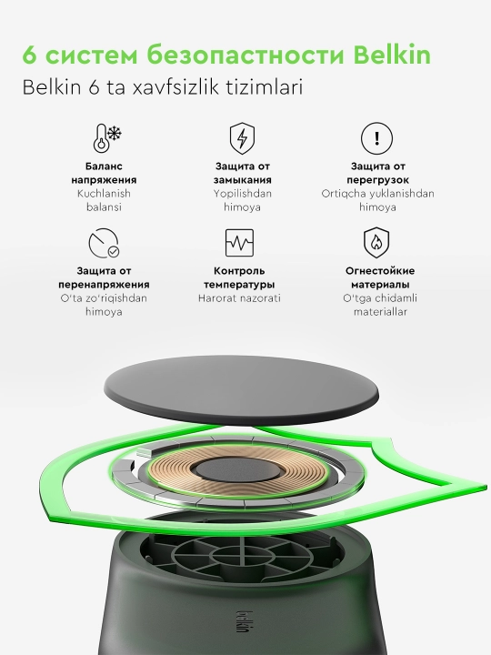 Belkin Qi2 25W simsiz quvvatlash stansiyasi, 2 in 1 , 3 in 1 , yig‘iladigan, magnitli