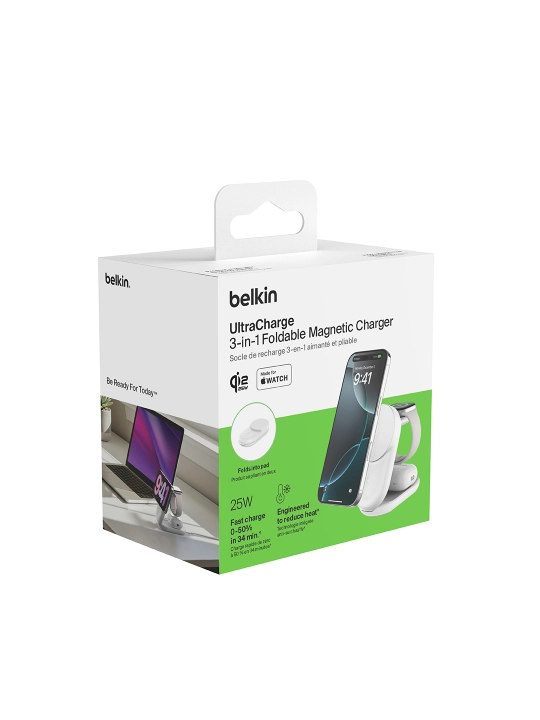 Belkin Qi2 25W simsiz quvvatlash stansiyasi, 2 in 1 , 3 in 1 , yig‘iladigan, magnitli