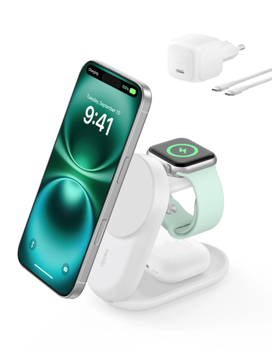Belkin Qi2 25W simsiz quvvatlash stansiyasi, 2 in 1 , 3 in 1 , yig‘iladigan, magnitli