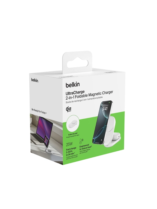 Belkin Qi2 25W simsiz quvvatlash stansiyasi, 2 in 1 , 3 in 1 , yig‘iladigan, magnitli