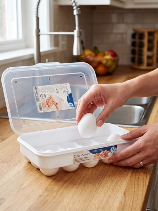 15 dona tuxum uchun qulay plastik organizer, mustahkam va ixcham dizaynli