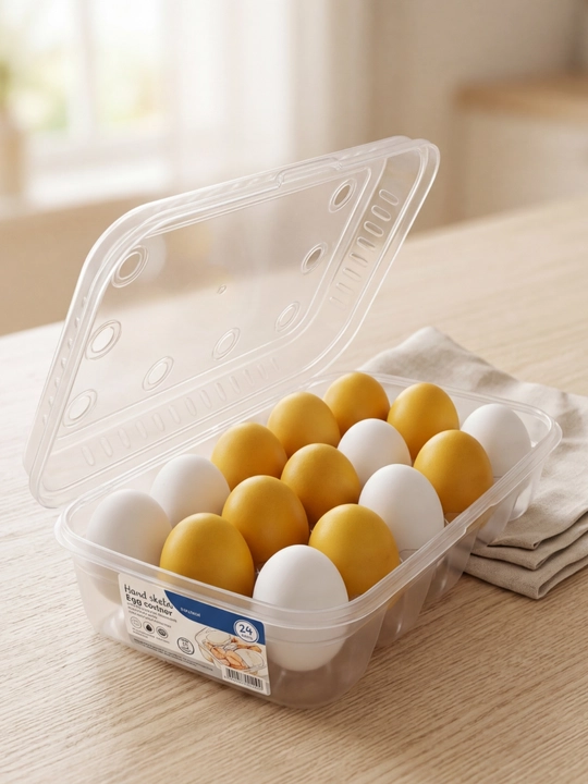 15 dona tuxum uchun qulay plastik organizer, mustahkam va ixcham dizaynli
