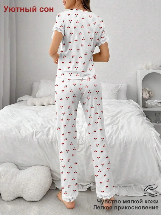 Ayollar uchun pijama to'plami, 2 tasi 1 da, ayollar uchun pijamalar