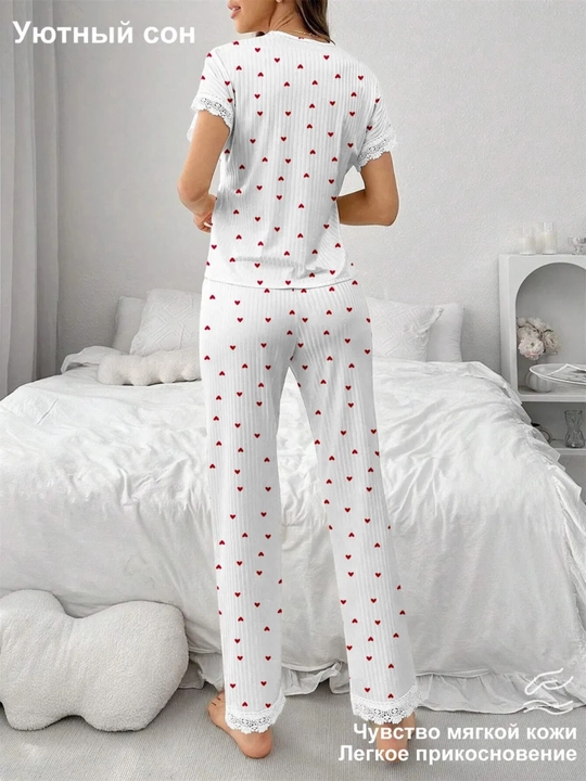 Ayollar uchun pijama to'plami, 2 tasi 1 da, ayollar uchun pijamalar