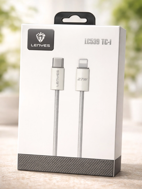 Lenyes LC539 zaryad kabeli, TC–Lightning, 27W, mustahkam to‘rli