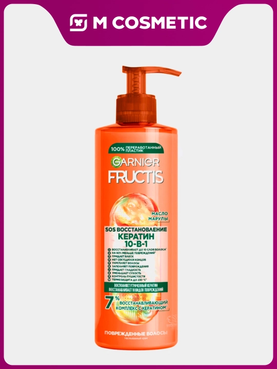 FRUCTIS Krem yuvilmaydigan sochlar uchun SOS Tiklash Keratin 10 tasi 1 da, 400 ml