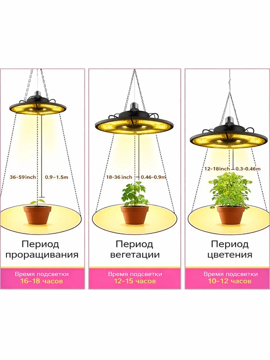 Фитолампа полного спектра, Поворотная, Цоколь E27, 504 LED, 100Вт, SMD 2835, Warm white 