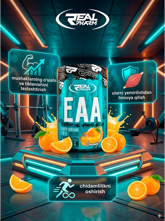 REAL PHARM EAA со вкусом — комплекс незаменимых аминокислот для тренировок - 