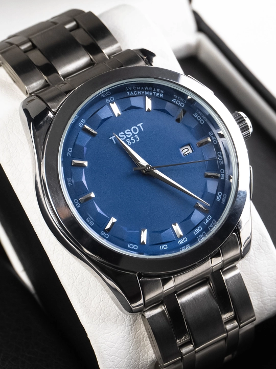 Мужские часы в стиле Tissot – классический дизайн, металлический браслет, с датой