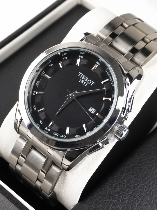 Мужские часы в стиле Tissot – классический дизайн, металлический браслет, с датой