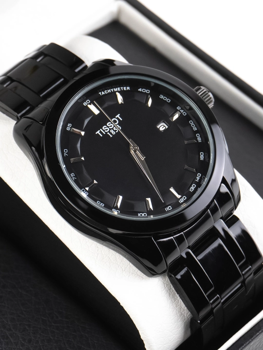 Мужские часы в стиле Tissot – классический дизайн, металлический браслет, с датой