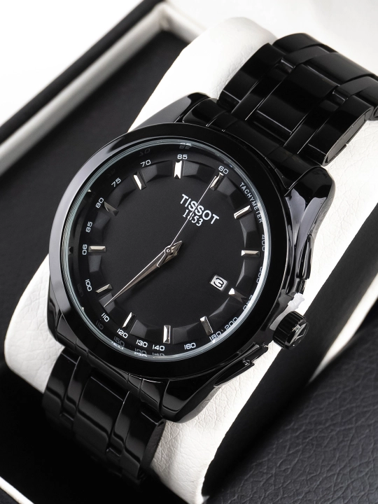 Мужские часы в стиле Tissot – классический дизайн, металлический браслет, с датой