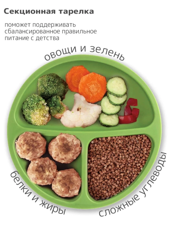 Bolalar uchun silikon bo‘lingan tarelka, sirpanmaydigan, xavfsiz va qulay idish