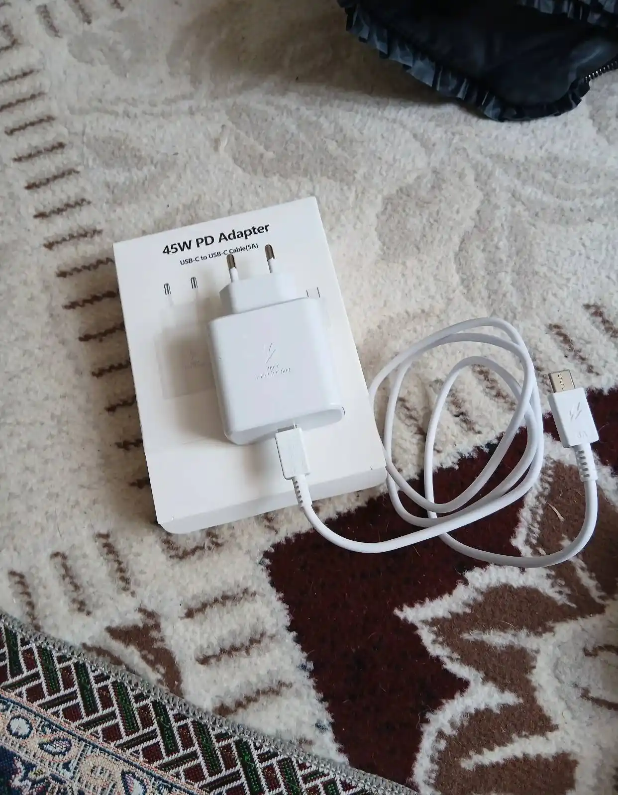 Samsung quvvatlagichi 45W, 25W, Type-C kabeli, tez zaryadlovchi