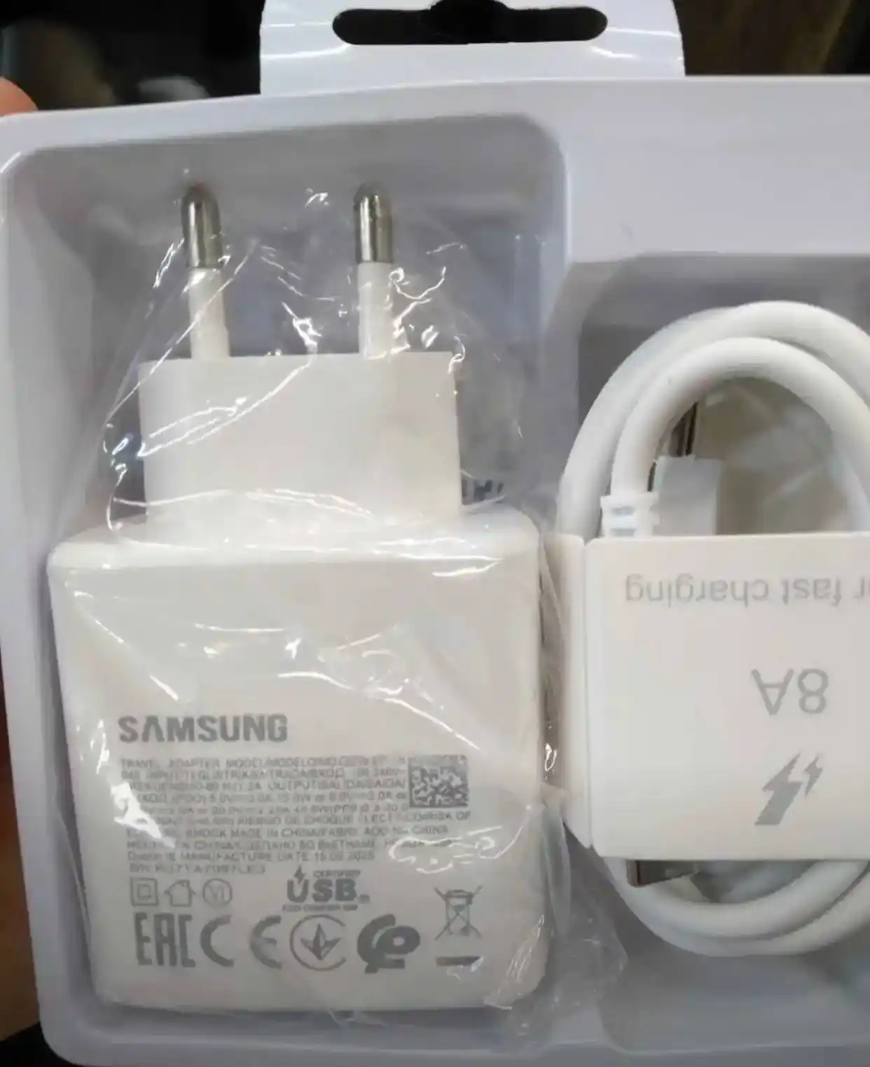 Samsung quvvatlagichi 45W, 25W, Type-C kabeli, tez zaryadlovchi