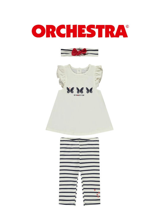 Bolalar komplekti — Orchestra (ko‘ylak, leggins, bog‘ich), paxta, chaqaloqlar uchun - 