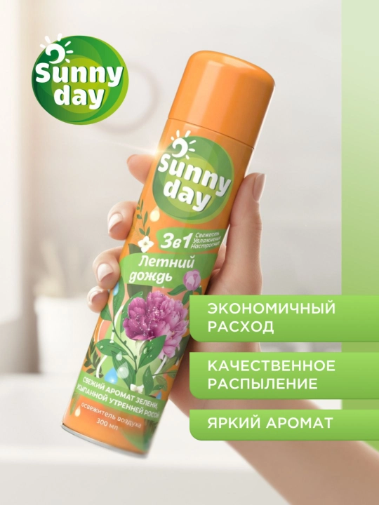 Освежитель воздуха спрей для туалета Sunny Day Антитабак 300 мл