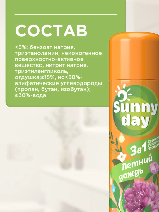 Освежитель воздуха спрей для туалета Sunny Day Антитабак 300 мл