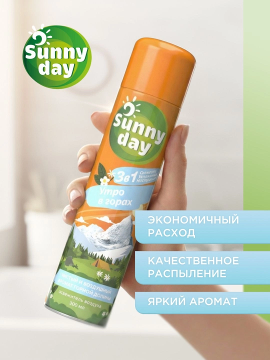 Освежитель воздуха спрей для туалета Sunny Day Антитабак 300 мл