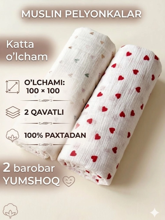 Muslin mato, sayr qilish, aravachalar va bolalar karavotlari uchun juda qulay, 110*110 sm - 