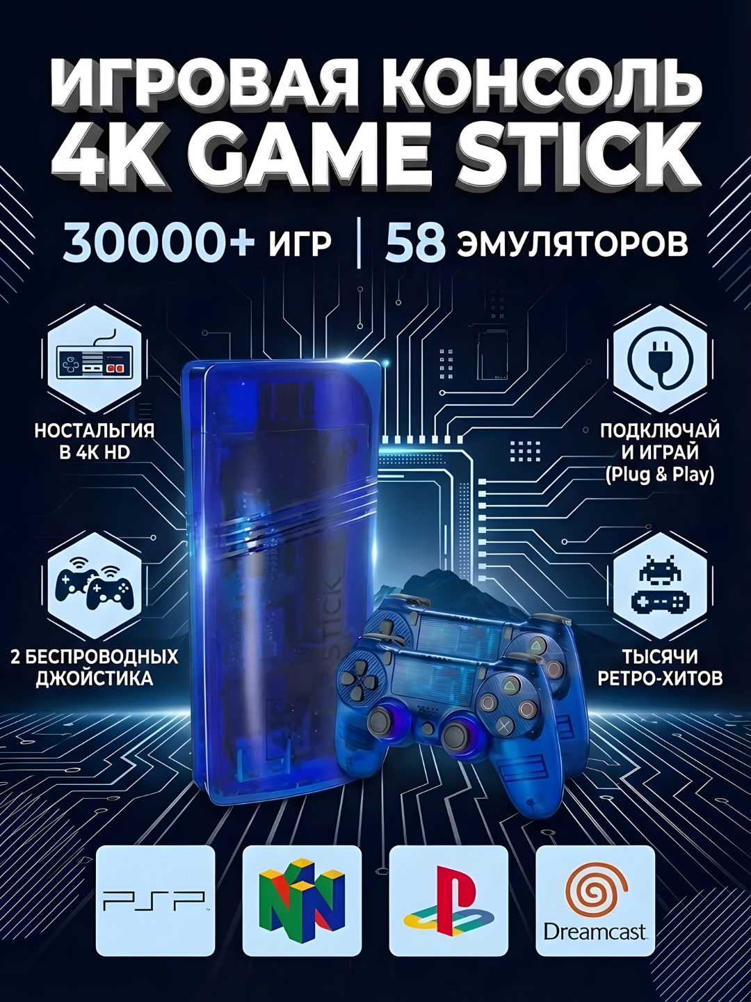 Беспроводной геймпад для ТВ и ПК GS5 mini, джойстик 2.4G, контроллер, ретро консоль, 2 шт - 