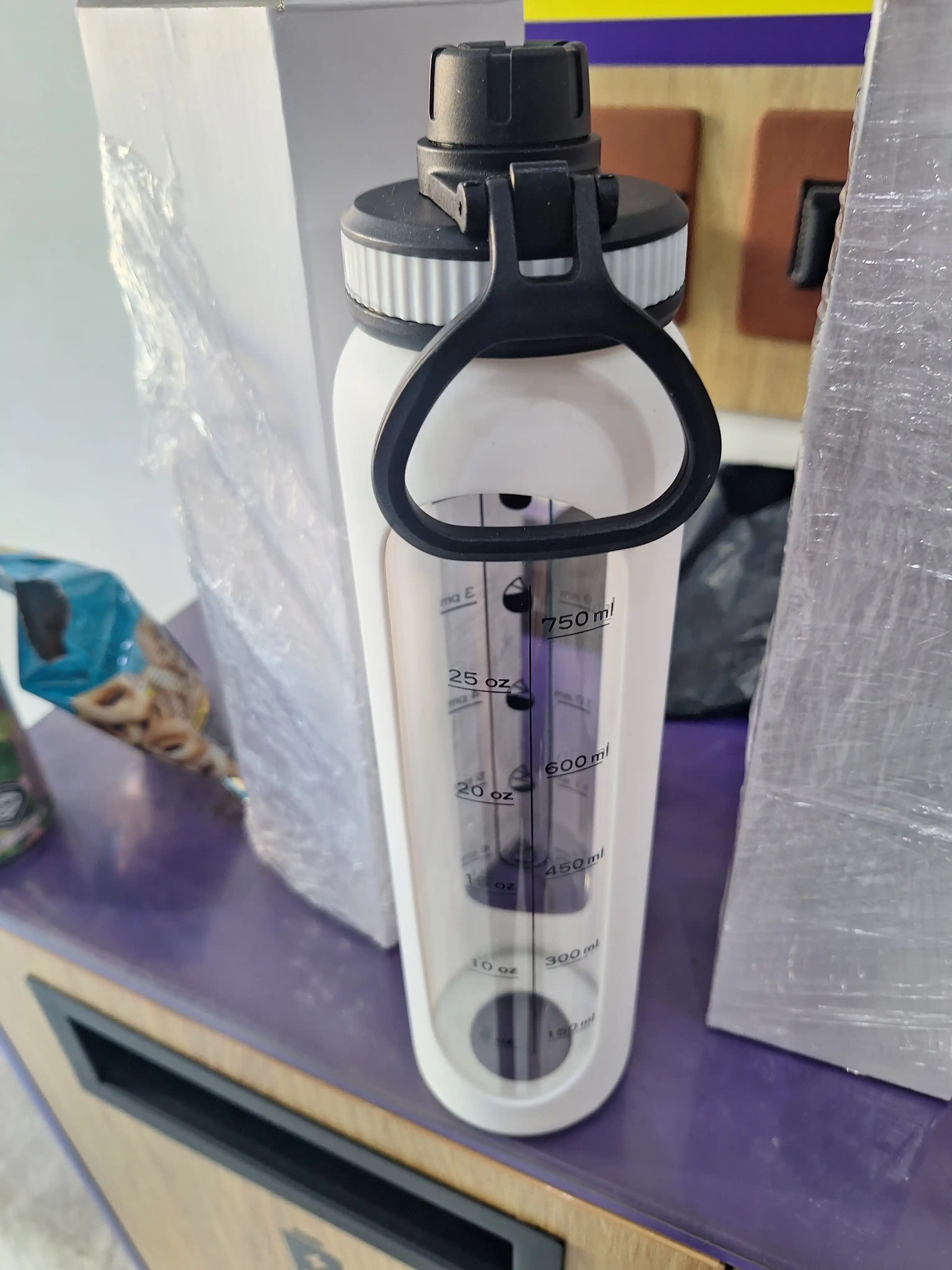 Suv uchun shkalali shaffof shisha idish, 1 liter suv butilka