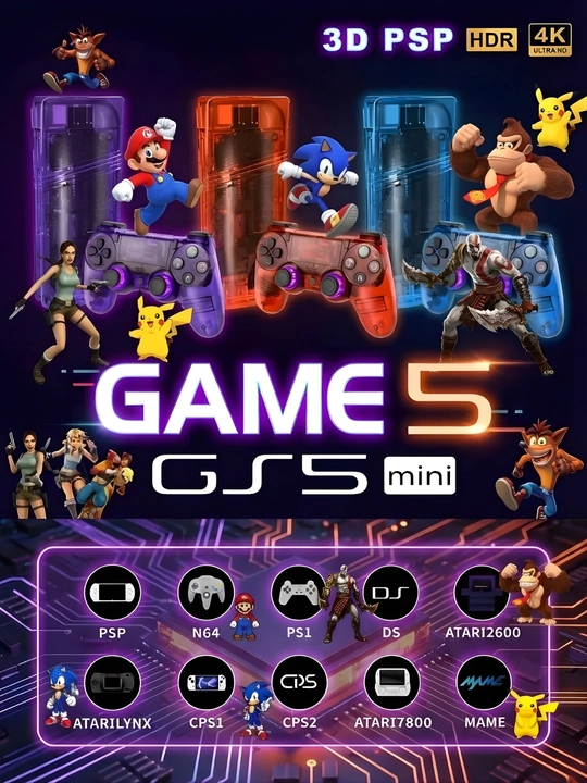 Televizor va kompyuter uchun simsiz geympad GS5 mini, 2.4G joystik, kontroller, retro konsol, 2 dona