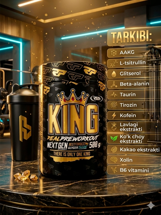 REAL PHARM King Pre со вкусом —для выносливости, концентрации и пампа