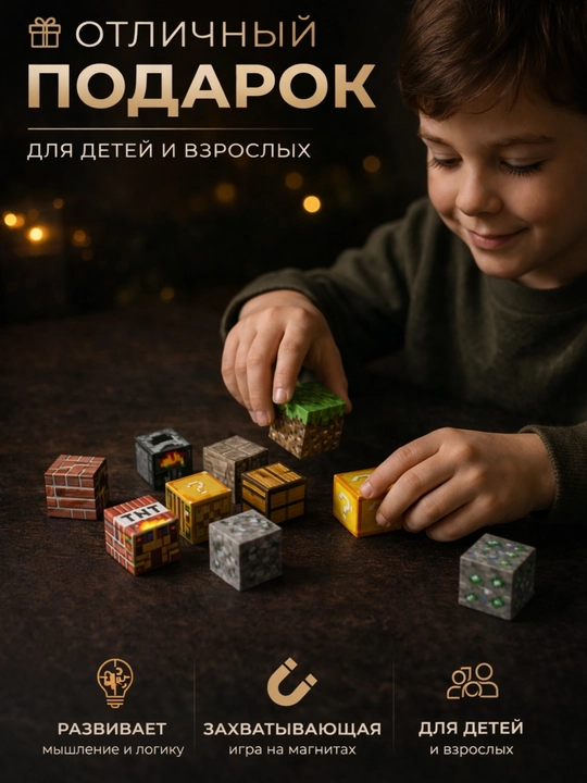 Maynkraft (Minecraft) magnit konstruktori, bolalar o‘yinchoqlarini rivojlantiruvchi magnit bloklari