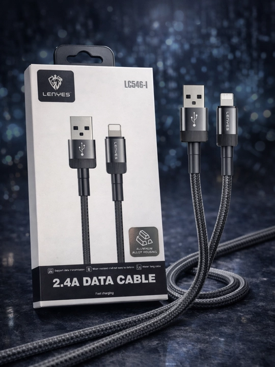 Lenyes LC546-I USB – Lightning kabeli, 2.4A tez zaryad, to‘rli (mustahkam)