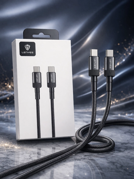 Кабель Lenyes LC546 Type-C – Type-C 60W, быстрая зарядка, плетёный