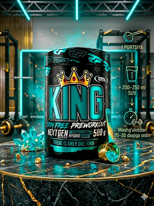King Pre Workout Stim Free — предтрен без стимуляторов для энергии и пампа - 